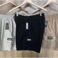 Bermuda cargo masculina sarja com ajuste na cintura