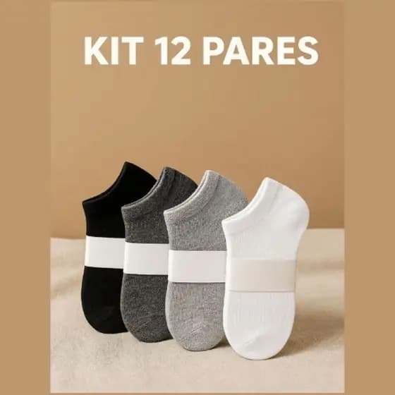 Kit com 12  Pares Meias Soquete curta Algodão unisex