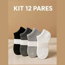 Kit com 12  Pares Meias Soquete curta Algodão unisex