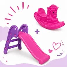 Escorregador Baby 2 Degraus + Gangorra Cavalinho PROMOÇÃO