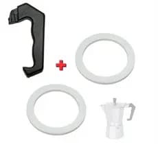 Kit Cabo + 2 Und Anel Cafeteira Italiana 6 Cafés Xícaras