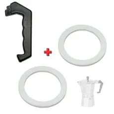 Kit Cabo + 2 Und Anel Cafeteira Italiana 9-12 Cafés Xícaras