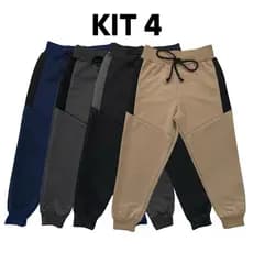 Kit 4 Calça de Moletom Moletinho Menino Infantil com Cadarço Quentinha Confortável Estilosa