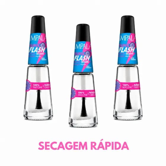 Base Extra Brilho Impala Super Flash Secagem Rápida Secante Esmalte Incolor Original 7,5ml