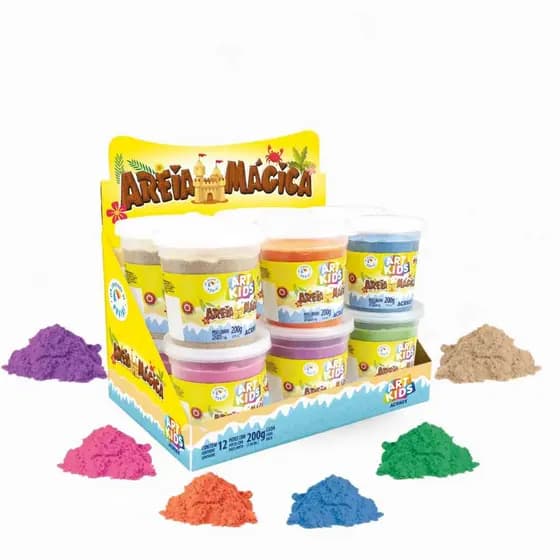 Areia Magica Infantil Colorida Cinética Diversas Cores 200g Acrilex promoção