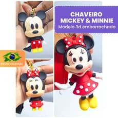 Chaveiro Mickey, Minnie | Chaveiro 3d Emborrachado | Chaveiro Disney | Chaveiro fofo  personagens