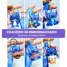 Chaveiro Stitch fofo 3d emborrachado | Chaveiro personagens emborrachado