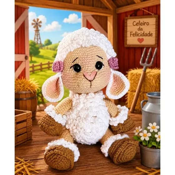 Amigurumi Ovelha em Crochê Artesanal Decoração Quarto Infantil Bebê Presente Fofo Feito à Mão.