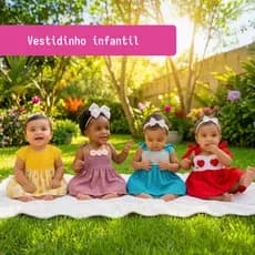 vestido infantil  de Crochê e tecido floral personalizado para bebê menina