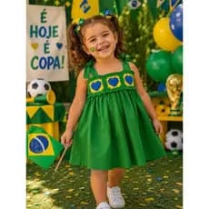 vestido Infantil personalizado de croche e tecido para meninas a partir de 3 meses