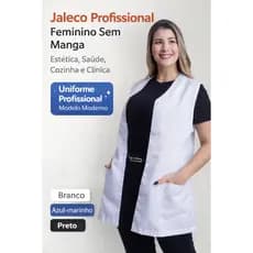 Jaleco Avental Profissional Feminino Sem Manga | Estética, Saúde, Cozinha | Confortável e Elegante