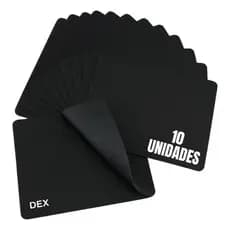 kIT 10 Mouse Pad Preto Escritório Dex Antiderrapante 18x22cm