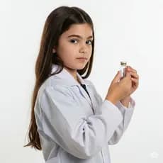 Jaleco Avental Infantil Escolar Manga Longa Branco com Bolsos e Fecho em Botão