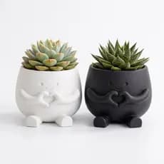 Vaso Decorativo Boneco de Suculenta | Vasinho Fofo Criativo para Decoração | Presente Romântico Moderno