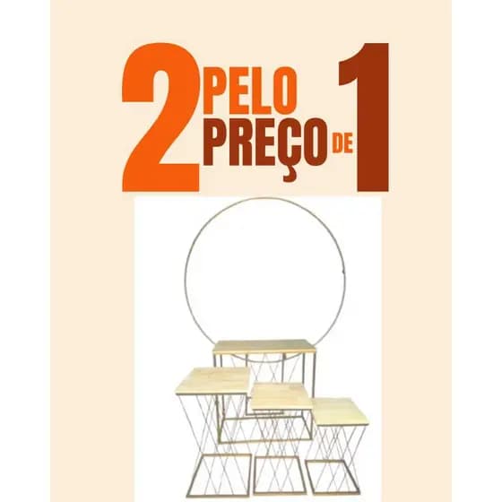 4 Mesas Teia P/ Decoração  Festa Mesinhas cruzada de ferro + Arco de 1.50 diametro com regulagem