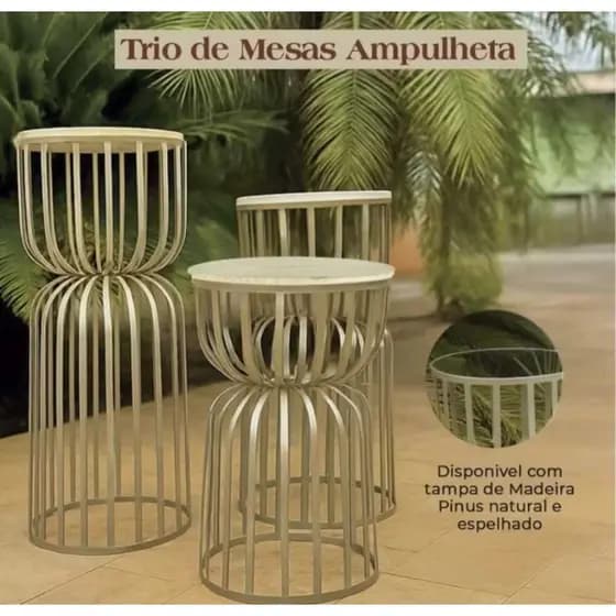 Trio de Mesas em Ferro para Festa e Decoração