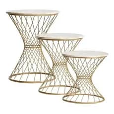 Trio de Mesa Torcido Argola Dourado para festa de Casamento