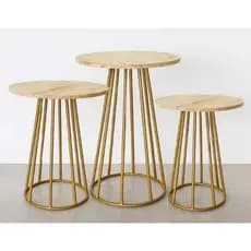 Mesa Cone Ripado Cilindro Desmontável - Trio para Festas com Estrutura Resistente e Madeira Natural