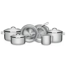 JOGO DE PANELAS SOLAR EM ACO INOX COM FUNDO TRIPLO E TAMPAS DE INOX 6 PECAS TRAMONTINA