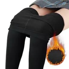 Meia Calça Femenina Flanelada Legging Térmica Com Pé Fio 80 Preta Segunda Pele