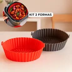 Kit 2 Forma de Silicone Air Fryer Assadeira Fritadeira Redonda Antiaderente Reutilizável  Flexível
