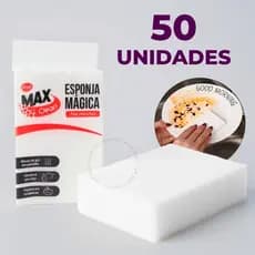 Kit 50 Esponja Mágica Branca Melamina Bucha Tira Mancha Limpeza Desengordura Nano Max Clean