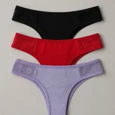 Kit 3 Calcinhas em Algodão com Renda Conforto Anti Alérgico Não Marca Cotton Moda Íntima Femininas