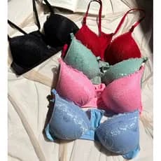 Kit 5 Sutiãs de Renda Nadador com Bojo Soft Fecho Frontal Sutien Conforto Moda íntima Feminina