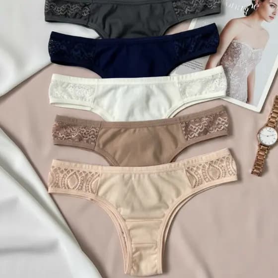 Kit Calcinhas 100% Algodão Renda Conforto Anti Alérgico Respirável Não Marca Tanga Moda Íntima