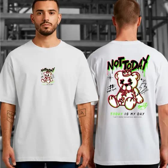 Camiseta Masculina Oversized Blusa Streetwear Algodão Camisa Larga Estampada Not Today  Envio Hoje