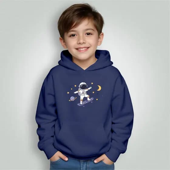 Moletom Infantil Bolso Canguru Com Capuz Menino Menina Astronauta Estrelas Skate Envio Imediato