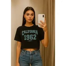 Cropped Feminino California Oversized Camiseta Algodão Estilo Street