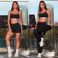 Kit Conjunto Feminino Bicolor Academia Top Short Calça Bailarina Zero Transparência Fitness