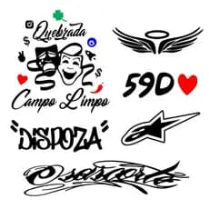 kit 6 Adesivos Quebrada campo limpo asa 59D dispoza estrela Osascorte PRETO Moto