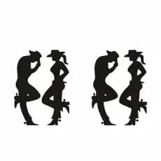 Adesivo Cowboy e Cow Girl PRETO Decorativo Caminhonete Carro 17x12cm