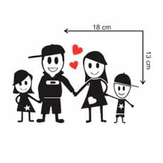2 Adesivos Familia Casal Filhos Decorativo Parede Carro Caminhao 18x13cm