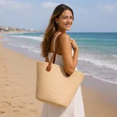 Bolsa Feminina Palha Praia Piscina Clube Passeio Casual Moderna Alça Fixa Ombro Forrada Luxo