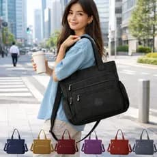 Bolsa Feminina Em Tactel Transversal Ombro Alça Fixa e Alça Removível 5 Divisórias Reforçada Moderna Trabalho Espaçosa