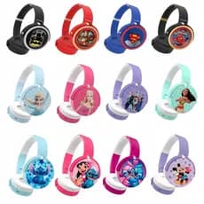 Fone Ouvido Infantil  Personagens Princesas Super Heróis Stitch Mickey Minnie Bluetooth Redução Ruído Ajuste Tamanho