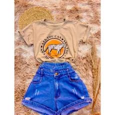 Camiseta blusa T-Shirt Feminina Algodão Gola Careca simples novo leopardo YES,YOU CAN