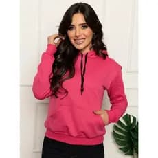 Moletom feminino com bolsos frontais, simples e elegante no inverno