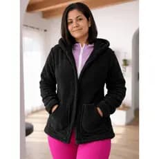 Casaco Teddy Feminino Pelúcia Grossa Quentinho com Capuz | Jaqueta Inverno Oversized Fashion Estilo Blogueira