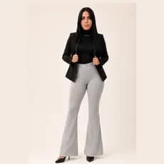 Calça Flare Bandagem Canelada Feminina Cintura Alta Modeladora Premium Confortável Casual Elegante Stretch Elasticidade