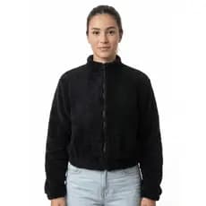 Casaco Feminino Teddy Peluciado Cropped Inverno Jaqueta Fleece Quentinha com Zíper Moda Feminina Moda Outono Inverno