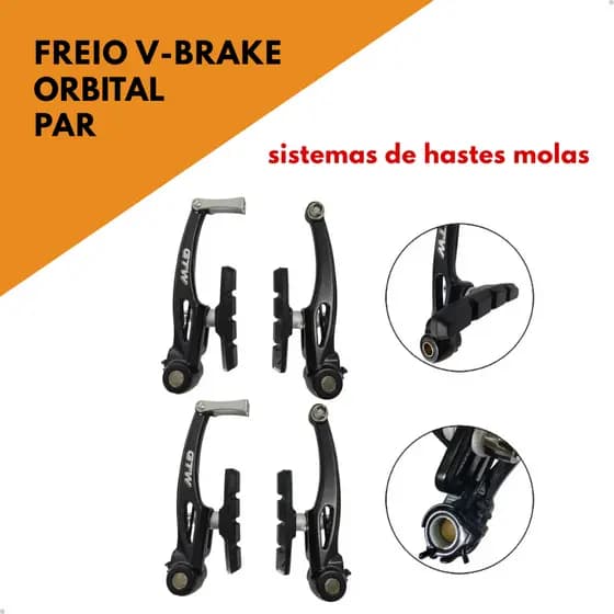 Freio V-brake Para Bicicleta Aro 20, 24, 26, 29 e 700 Bike Alumínio MTB Orbital Par Completo
