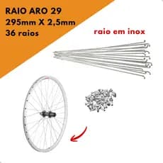 Raio Inox Grosso Para Bicicleta Aro 29 Enduro MTB DH 295mm X 2,5mm Jogo Com 36 Raios e NIples