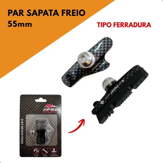 Sapata Pastilha Para Freio Ferradura De Speed Road 55mm Acabamento Estilo Carbono