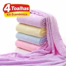 Kit 4 Toalhas de Banho Infantil 140x70cm Urso/Capivara Super Absorvente Macia Secagem Rápida Econômico