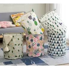 Cesto Organizador Dobrável de Tecido Impermeável para Roupa Suja e Brinquedos com Estampas Decorativas