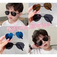 Kit Óculos de Sol Infantil Aviador Colorido Cute Fofo Fashion Meninos e Meninas – 10/15/20 Peças